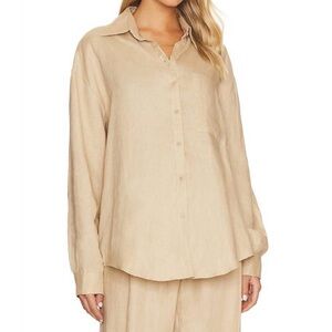 AEXAE 100% Linen Woven Shirt in Beige NWT